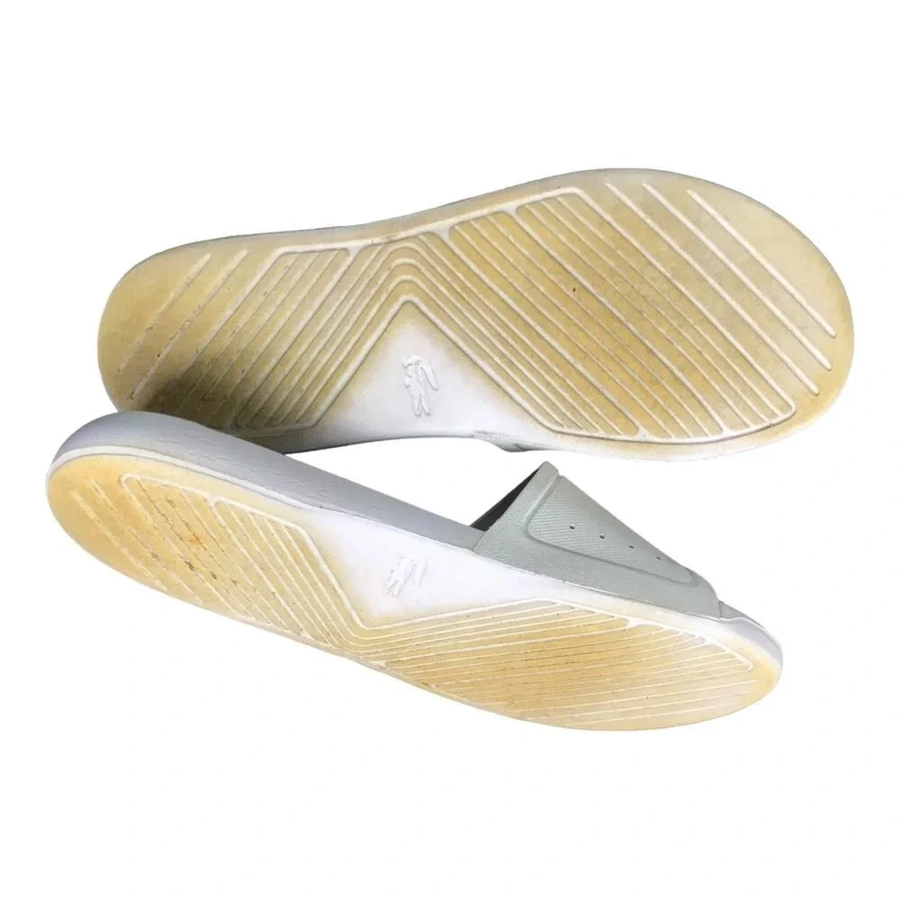 Lacoste Croco Slide Sandals Boys 5 White Green‎ Rubber Pool Designer Slides